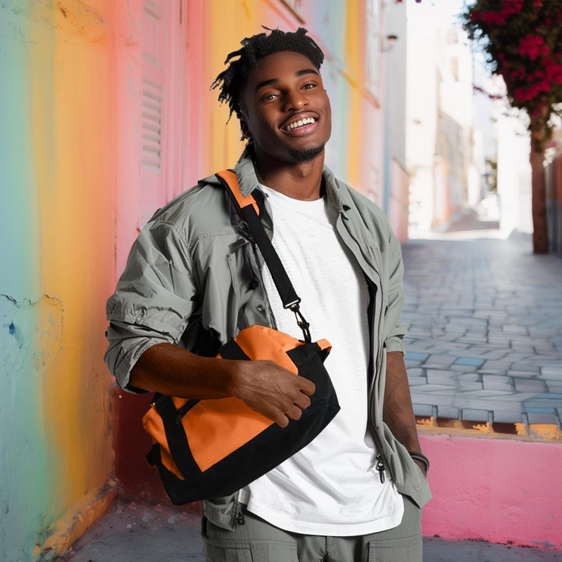 Dalix 14" Small Duffle Bag Two Toned Gym Travel Bag in Orange - Image 3